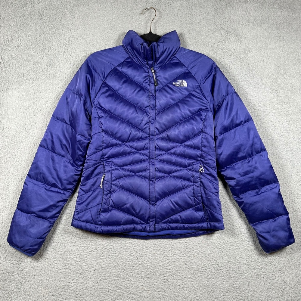 The North Face 550 Goose Down Puffer Jacket Women's M Purple Quilted‎ Full Zip